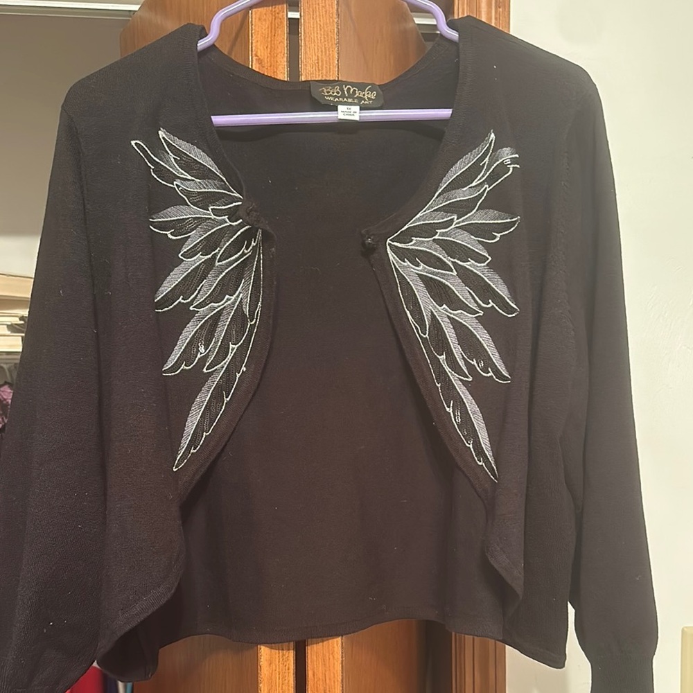 Black Embroidered Cardigan Sweater